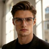 Kole_LS218 Modern Browline Prescription Eyeglasses – Custom Lenses for Myopia & Presbyopia, Premium Unisex Frames