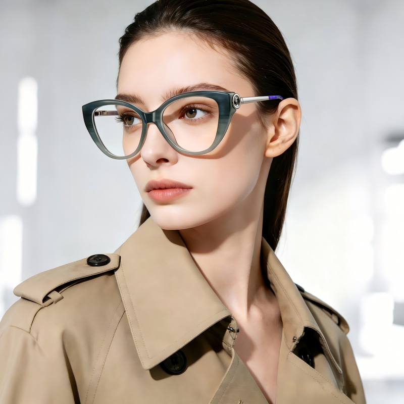 Ember_LS207 Elegant Cat Eye Prescription Eyeglasses – Custom Lenses for Myopia & Presbyopia, Premium Unisex Frames