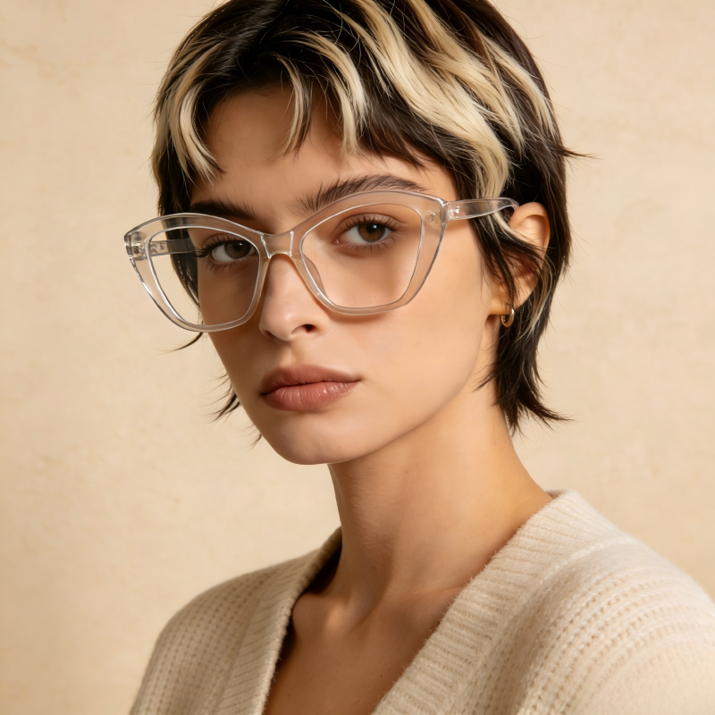 Lorne_LS048 Bold Cat Eye Prescription Eyeglasses – Custom Lenses for Myopia & Presbyopia, Premium Unisex Frames