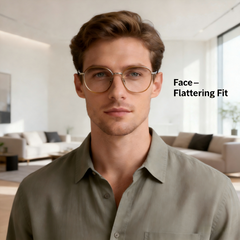 pylon UNSEX_158923 Premium Round Eyeglasses, Customizable Myopia & Presbyopia Lenses, Minimalist Design for Everyday Wear