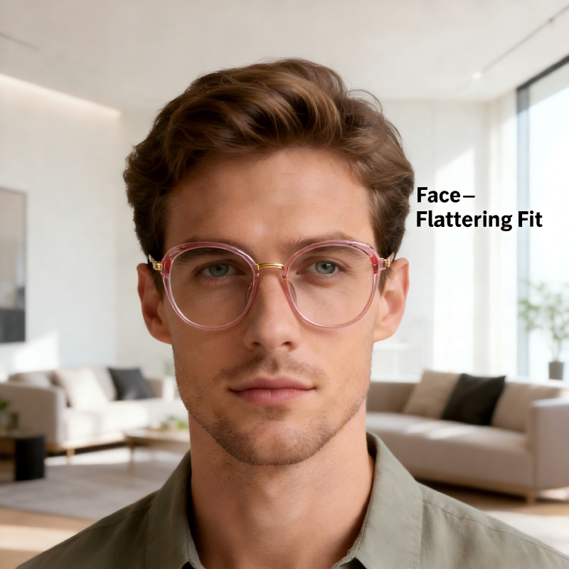 pylon UNSEX_158923 Premium Round Eyeglasses, Customizable Myopia & Presbyopia Lenses, Minimalist Design for Everyday Wear