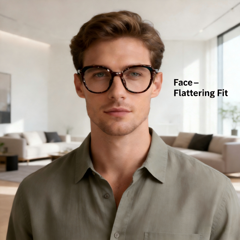 pylon UNSEX_158923 Premium Round Eyeglasses, Customizable Myopia & Presbyopia Lenses, Minimalist Design for Everyday Wear