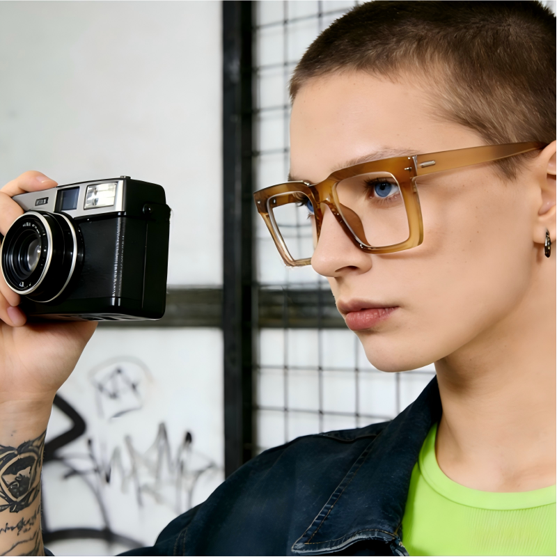 cantilever 20201 Modern Square Prescription Eyeglasses – Custom Myopia & Presbyopia Lenses, Premium Frame for Men & Women