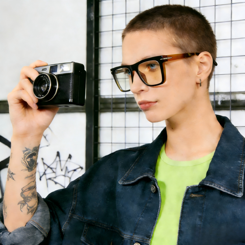 cantilever 20201 Modern Square Prescription Eyeglasses – Custom Myopia & Presbyopia Lenses, Premium Frame for Men & Women