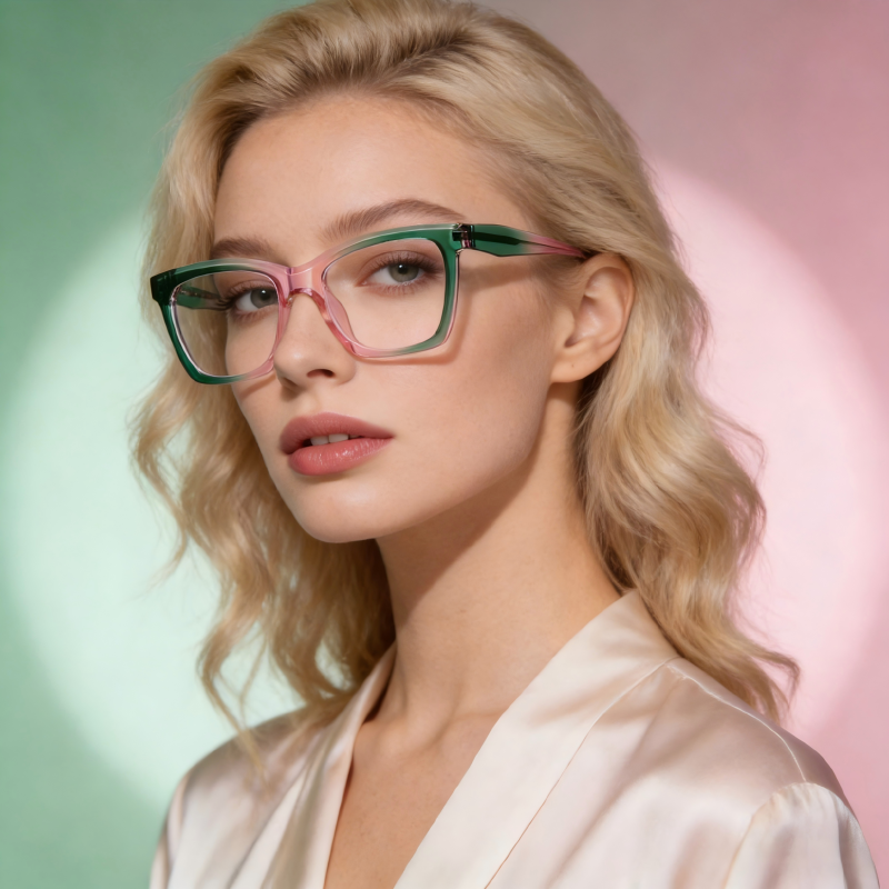 Elowen_LS003 Cat Eye Rectangle Prescription Eyeglasses – Custom Lenses for Myopia & Presbyopia, Fashion Unisex Frames