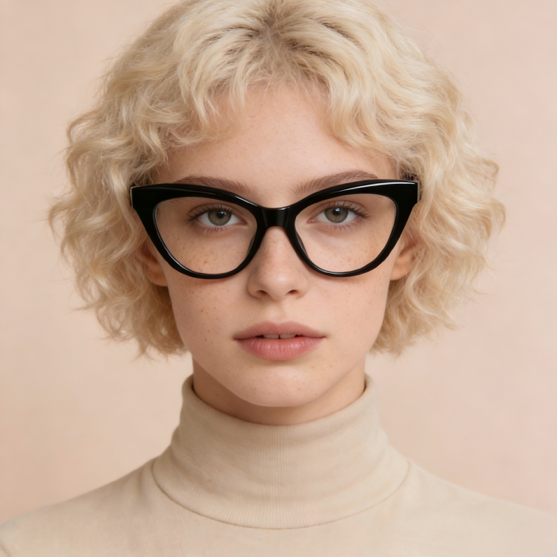 Pace_LS007 Cat Eye Prescription Eyeglasses – Custom Lenses for Myopia & Presbyopia, Lightweight Unisex Frames