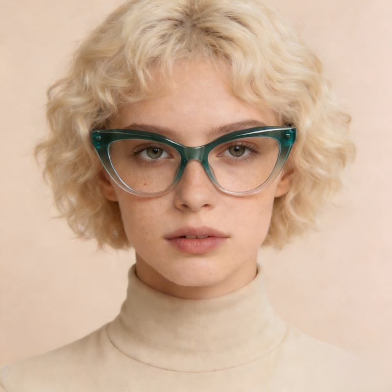 Pace_LS007 Cat Eye Prescription Eyeglasses – Custom Lenses for Myopia & Presbyopia, Lightweight Unisex Frames