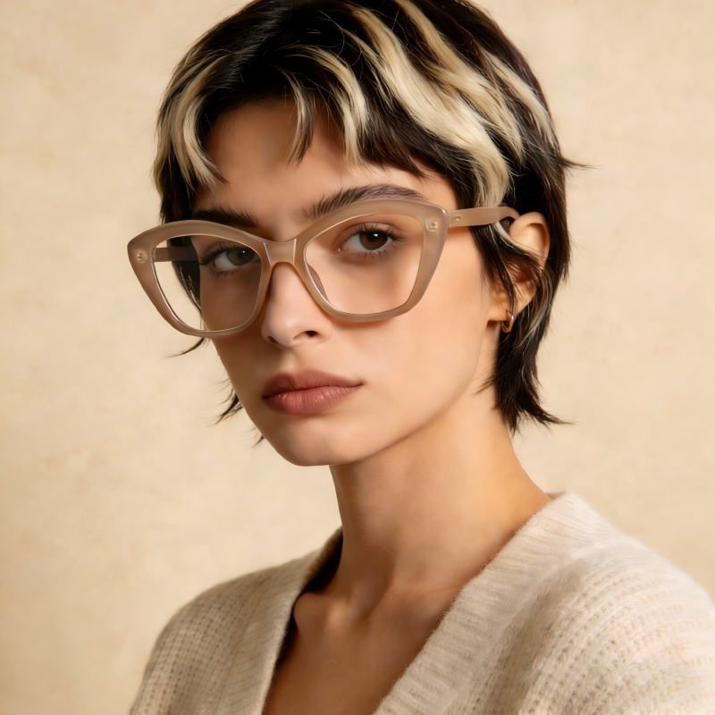 Lorne_LS048 Bold Cat Eye Prescription Eyeglasses – Custom Lenses for Myopia & Presbyopia, Premium Unisex Frames