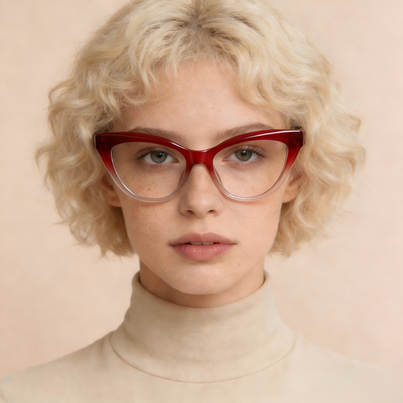 Pace_LS007 Cat Eye Prescription Eyeglasses – Custom Lenses for Myopia & Presbyopia, Lightweight Unisex Frames