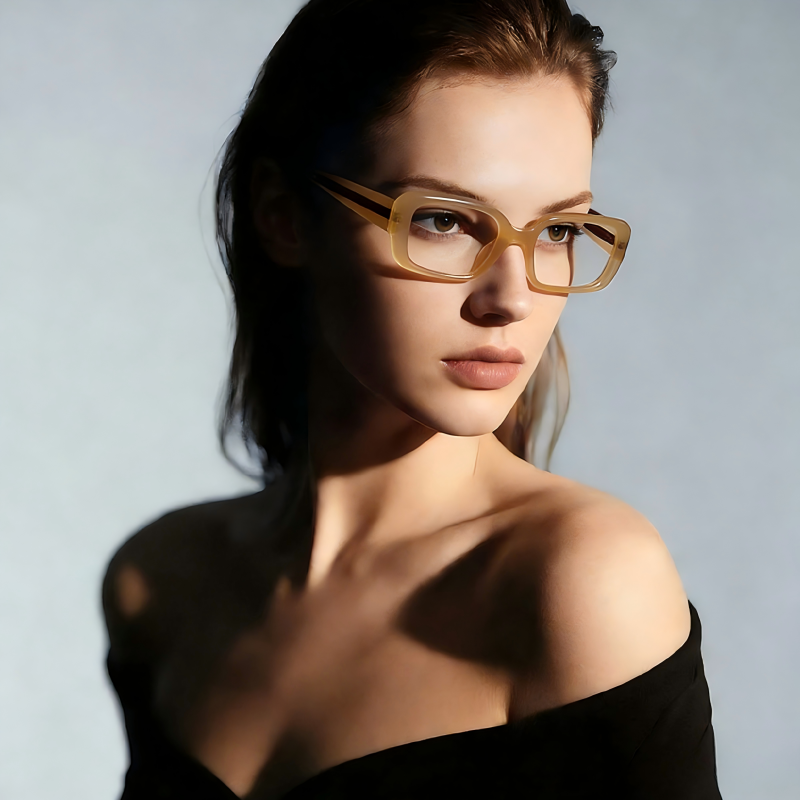 Vireo_LS034 Bold Rectangle Prescription Eyeglasses – Custom Lenses for Myopia & Presbyopia, Premium Unisex Frames