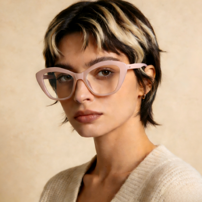 Lorne_LS048 Bold Cat Eye Prescription Eyeglasses – Custom Lenses for Myopia & Presbyopia, Premium Unisex Frames