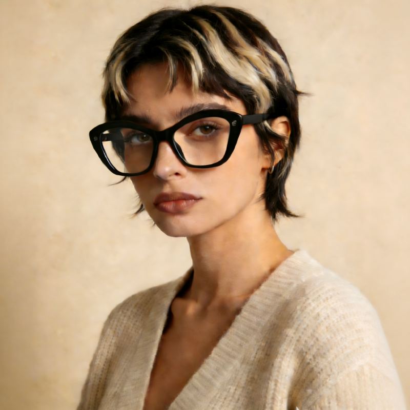 Lorne_LS048 Bold Cat Eye Prescription Eyeglasses – Custom Lenses for Myopia & Presbyopia, Premium Unisex Frames