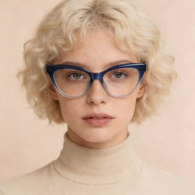 Pace_LS007 Cat Eye Prescription Eyeglasses – Custom Lenses for Myopia & Presbyopia, Lightweight Unisex Frames