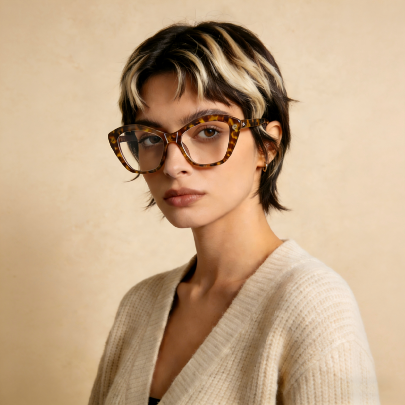 Lorne_LS048 Bold Cat Eye Prescription Eyeglasses – Custom Lenses for Myopia & Presbyopia, Premium Unisex Frames