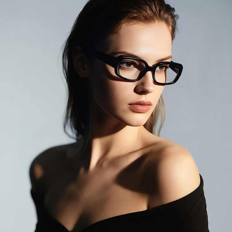 Vireo_LS034 Bold Rectangle Prescription Eyeglasses – Custom Lenses for Myopia & Presbyopia, Premium Unisex Frames