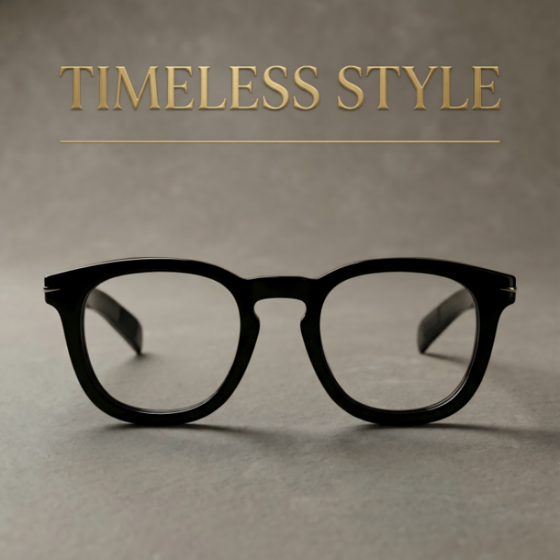 Lumen 581035 Premium Black Square Prescription Eyeglasses | Custom Myopia & Presbyopia Lenses