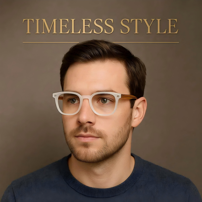 Lumen 581035 Premium Black Square Prescription Eyeglasses | Custom Myopia & Presbyopia Lenses