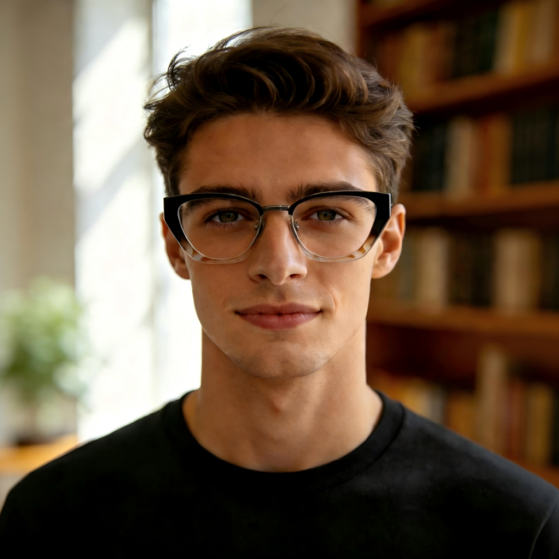 Nexus_LS036 Retro Cat Eye Prescription Eyeglasses – Custom Lenses for Myopia & Presbyopia, Premium Unisex Frames